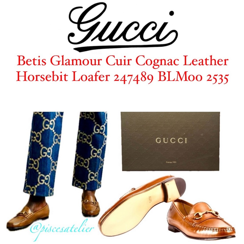 Gucci Betis Glamour Cuir Cognac Leather Horsebit Loafer 247489 BLM00 2535, 8.5 - Picture 1 of 16